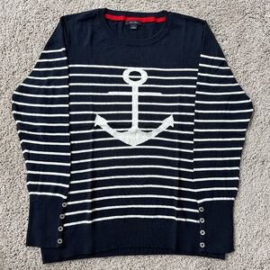 Nautica Striped + Anchor Crewneck Sweater